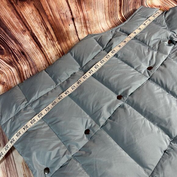 J Jill Down Puffer Vest Sz Medium Blue Quilted Sleeveless Button Top Jacket Coat - Picture 6 of 10